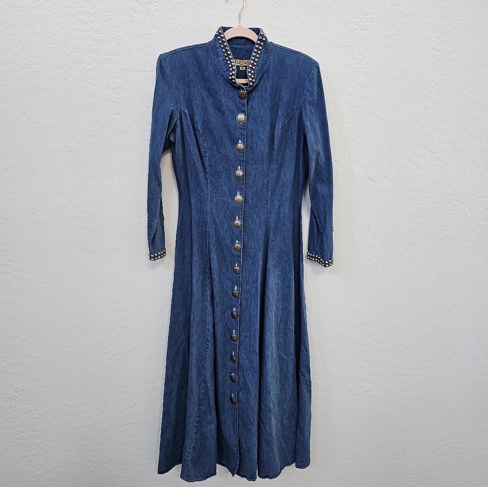 Double D Ranch Denim Jacket Duster Medium Long Sl… - image 8